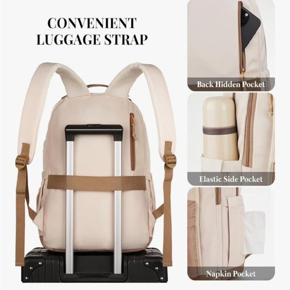 NWT Women Students Fashion 15.6 Inch Laptop Bag for Work Travel (Khaki Beige) - Picture 5 of 13